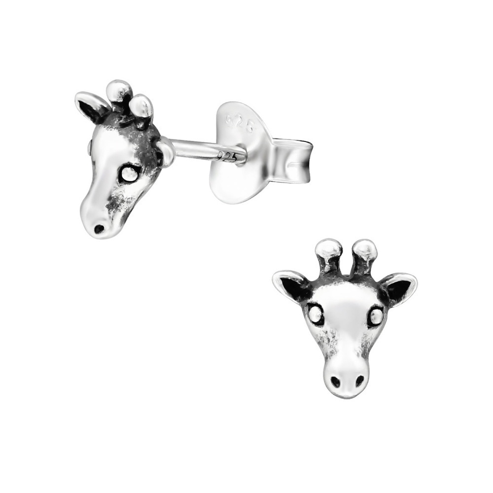 Dainty Sterling Silver Giraffe Face Stud earrings
